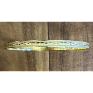 Vintage 1950's Trifari Crown Gold Tone MCM Bangle Bracelet Thin Shiny Stackable
